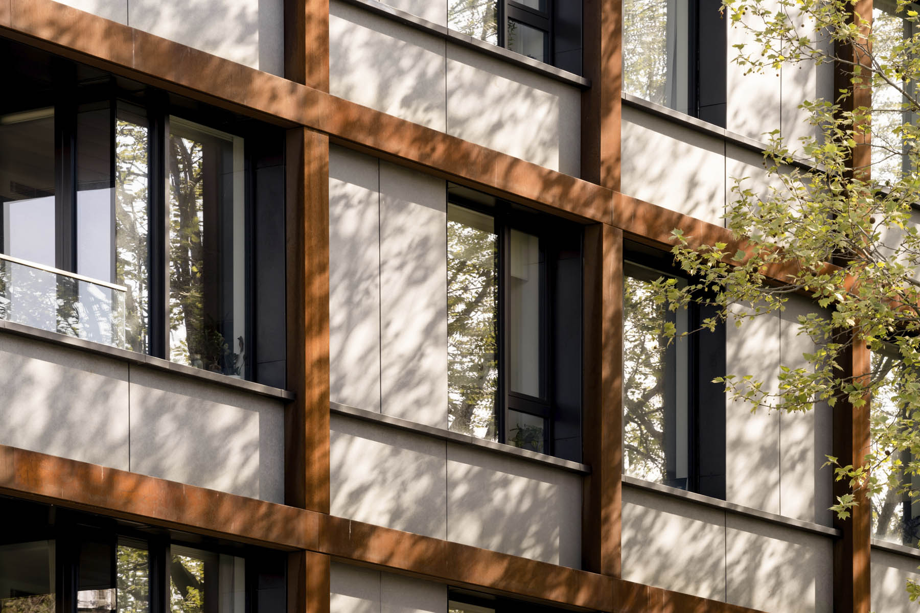 Exterior close up shot of windows at Hackney Road Development.