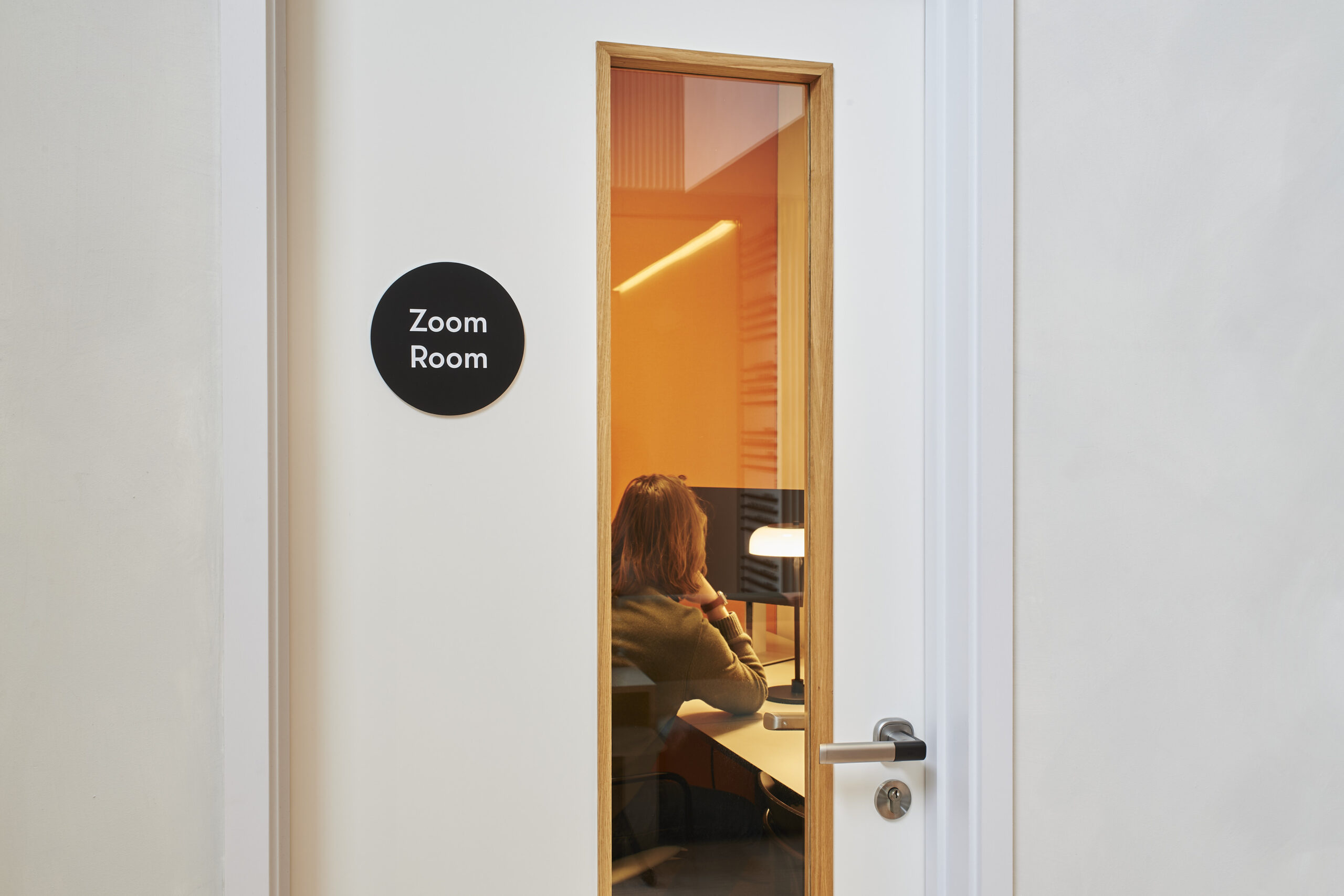 Person working in a zoom room at Mountbatten House Southampton