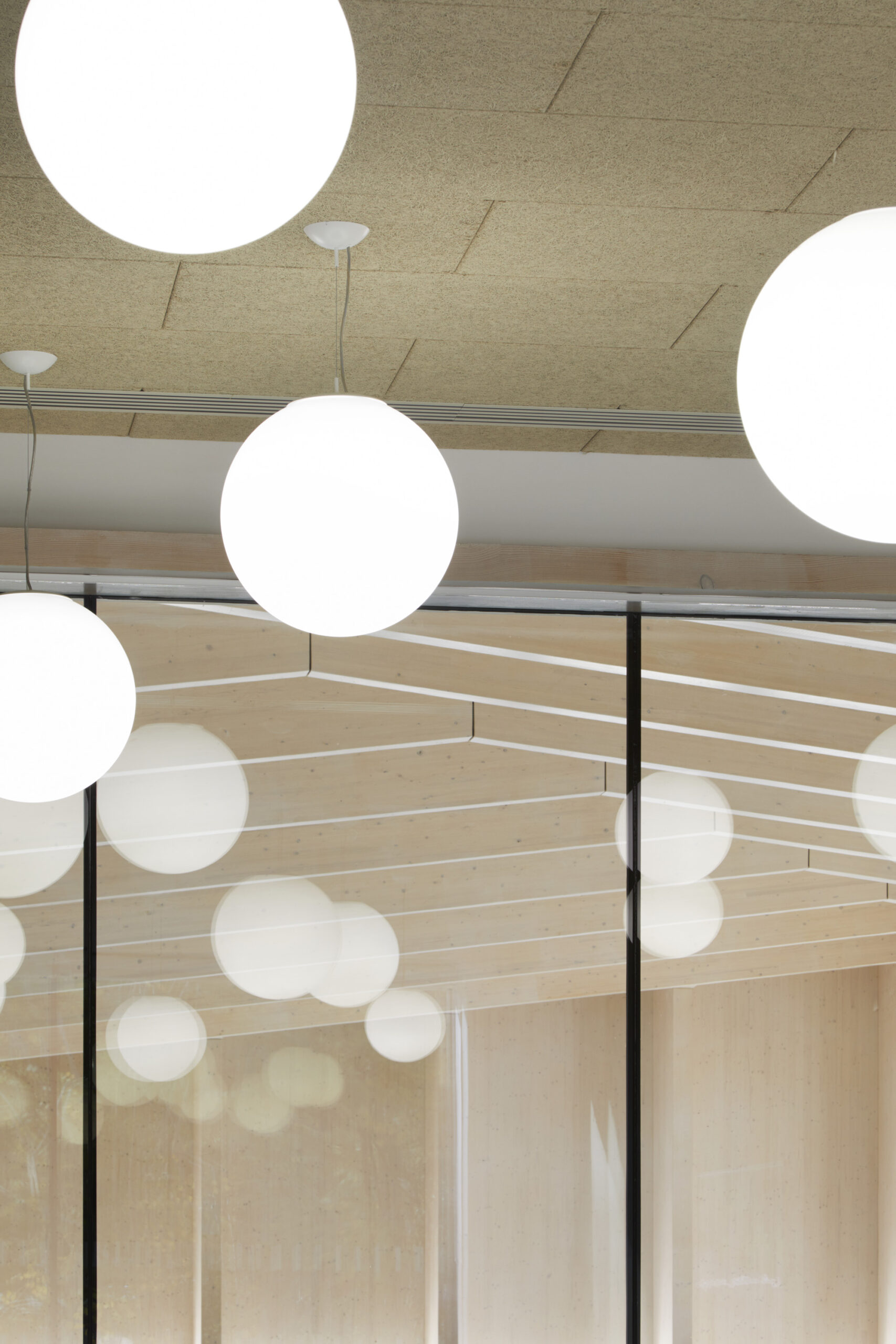 Lights hanging from roof at Freemens pool