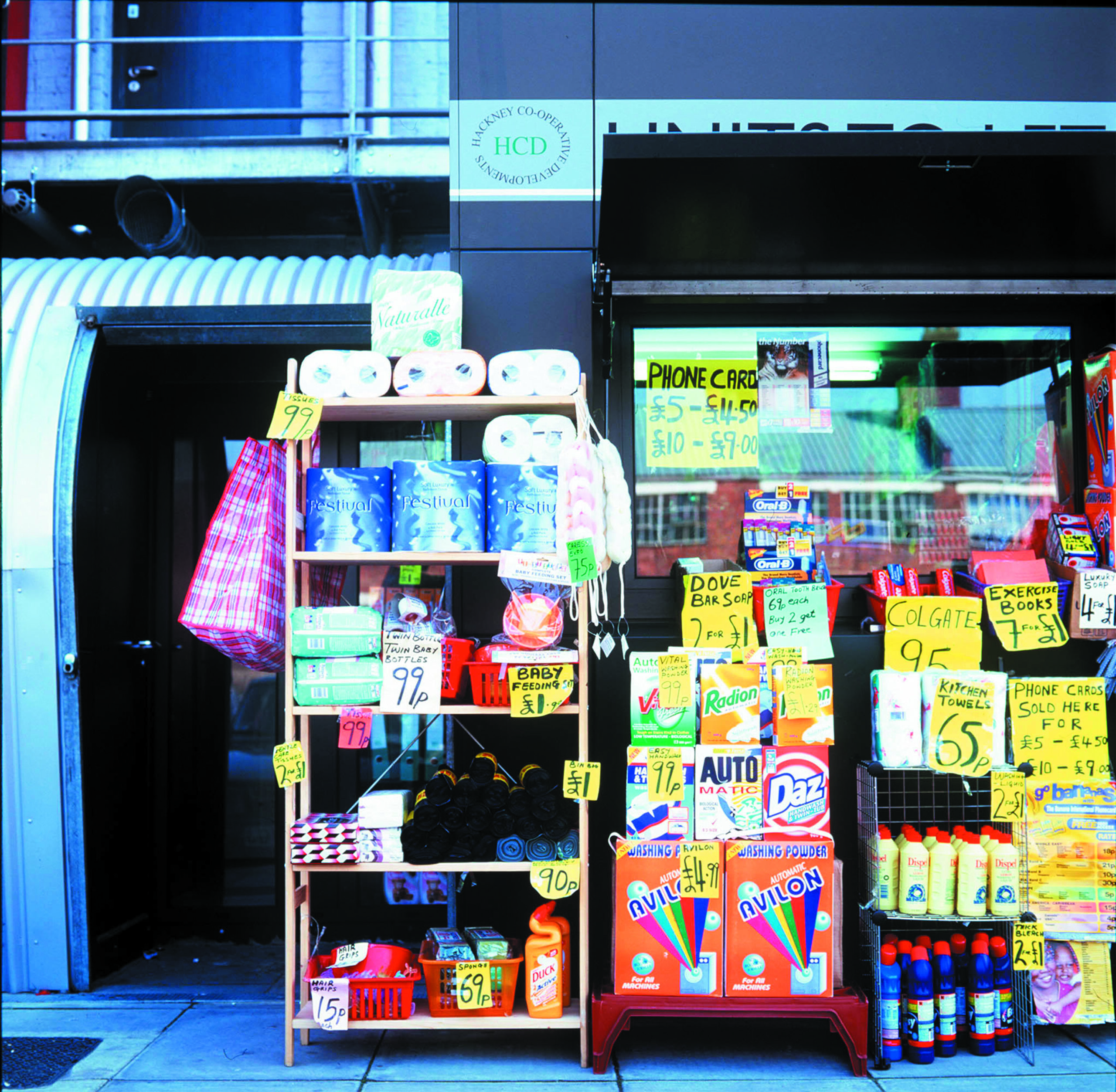 Household supplies being sold at a market pod at Gillett Square