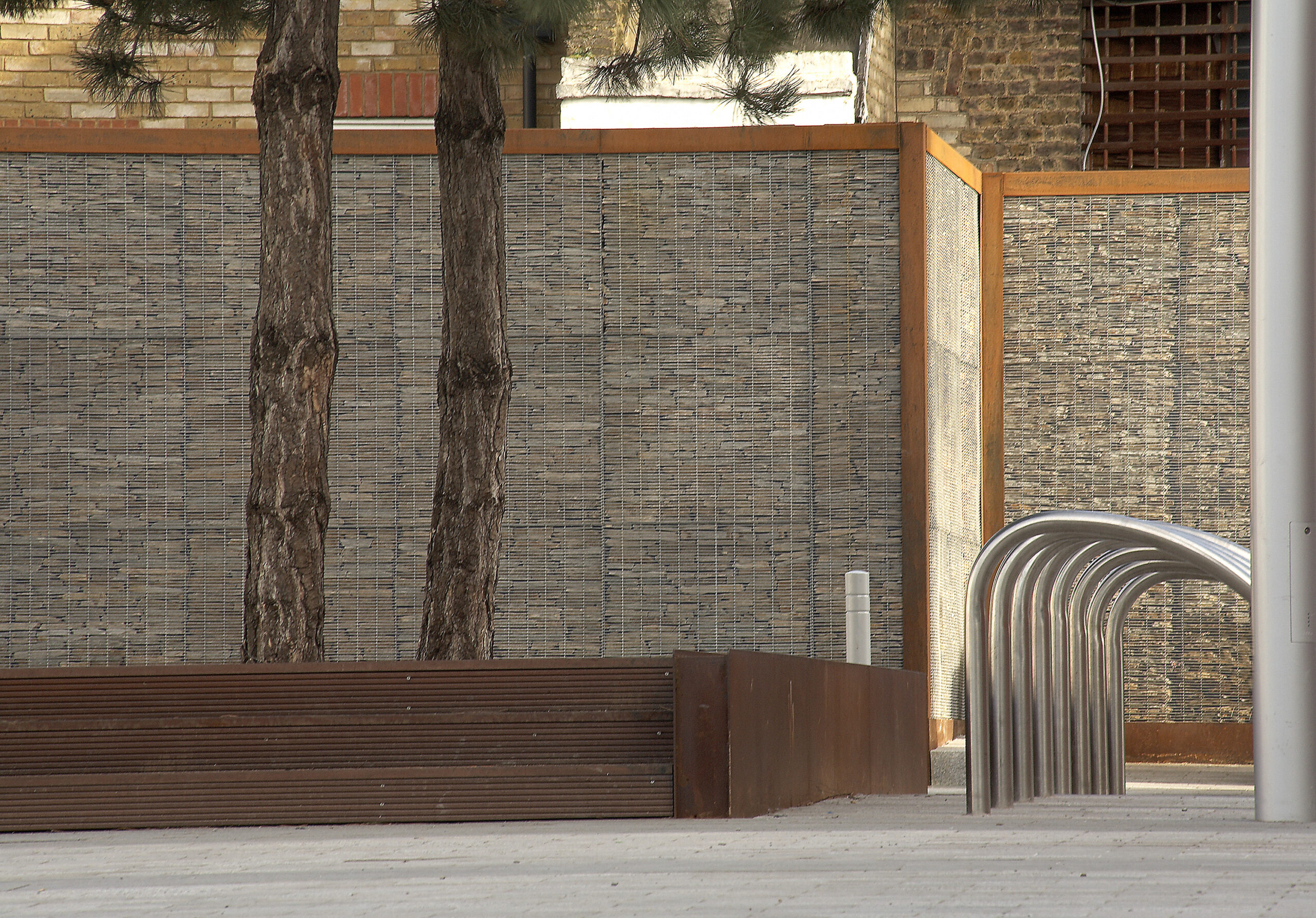 Bike ramps and benches in Gillett Square