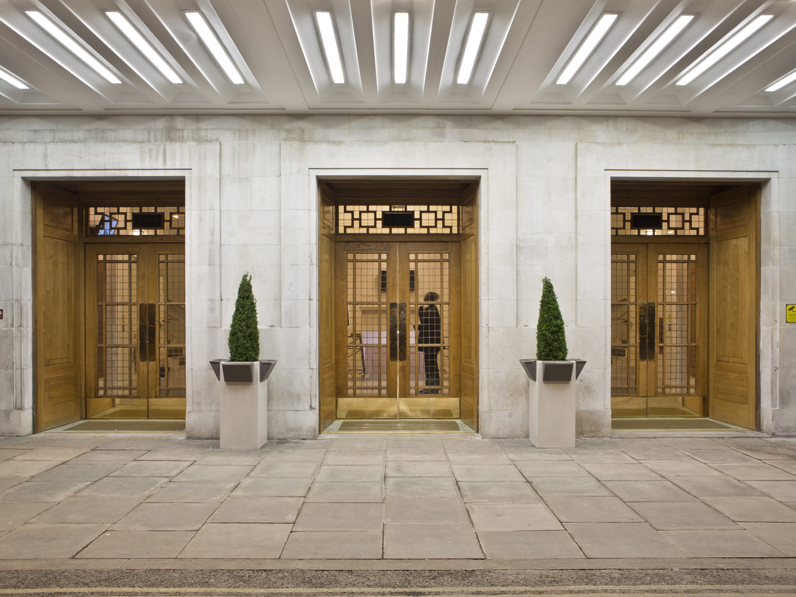 Exterior show showing entrance to Hackney Town Hall.