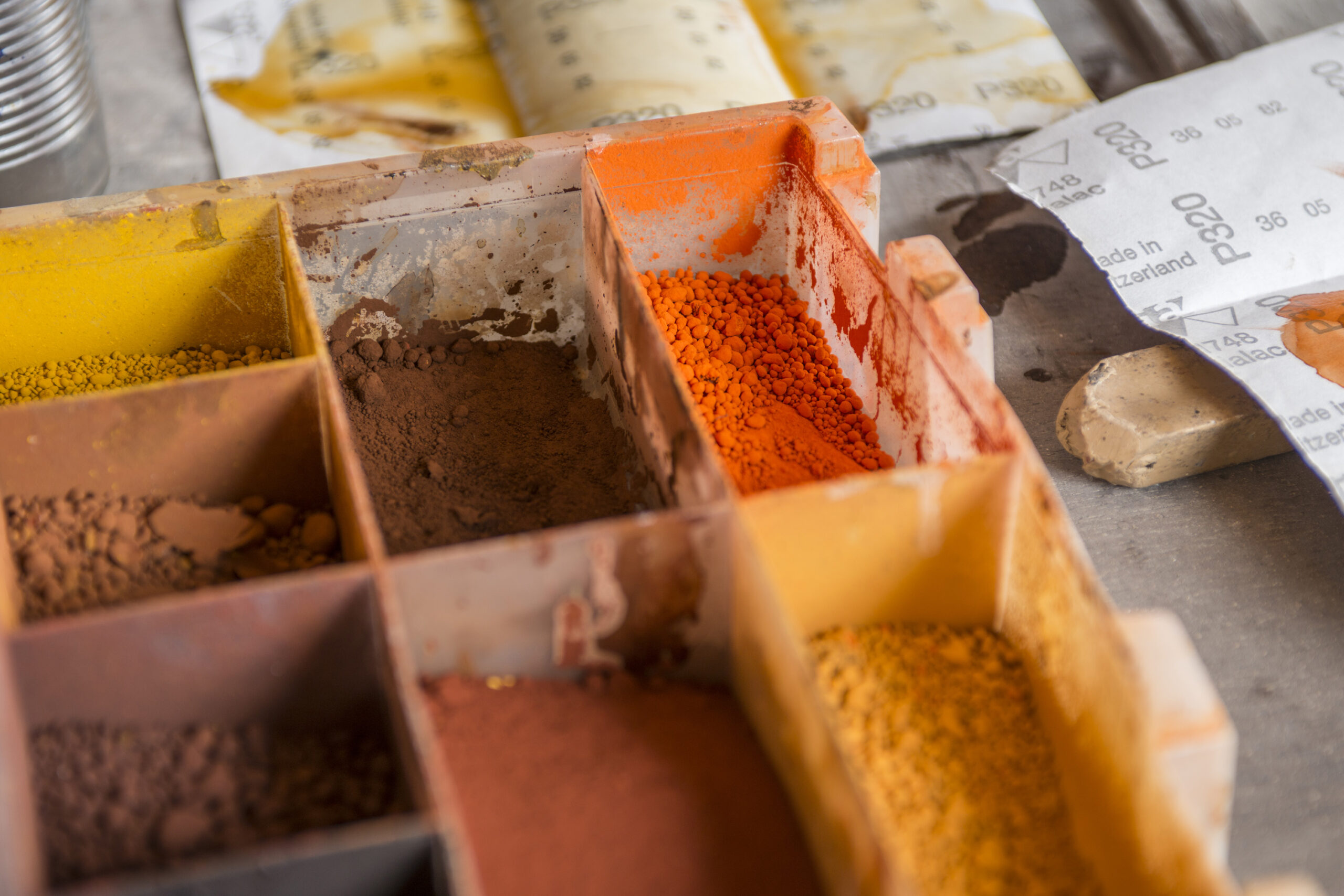 Colour palette and powders for Hackney Town Hall