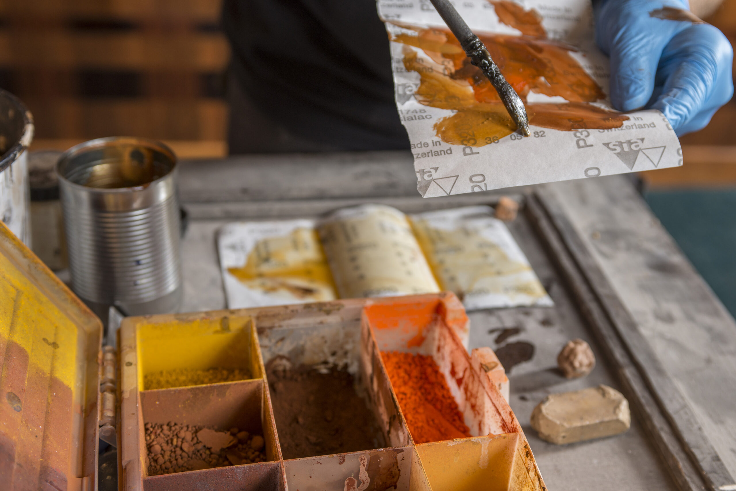 Colour palette and powders for Hackney Town Hall