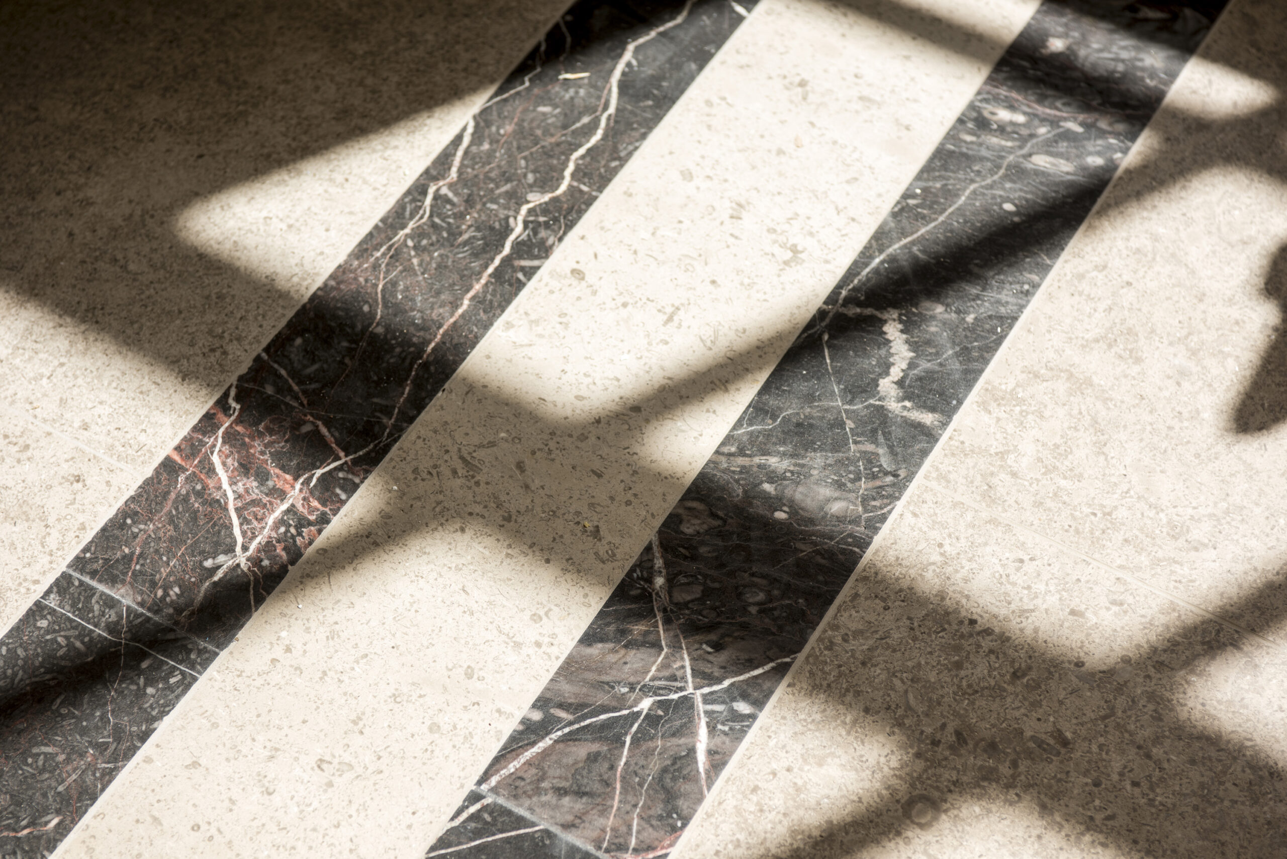 Interior detail shot of the flooring in Hackney Town Hall