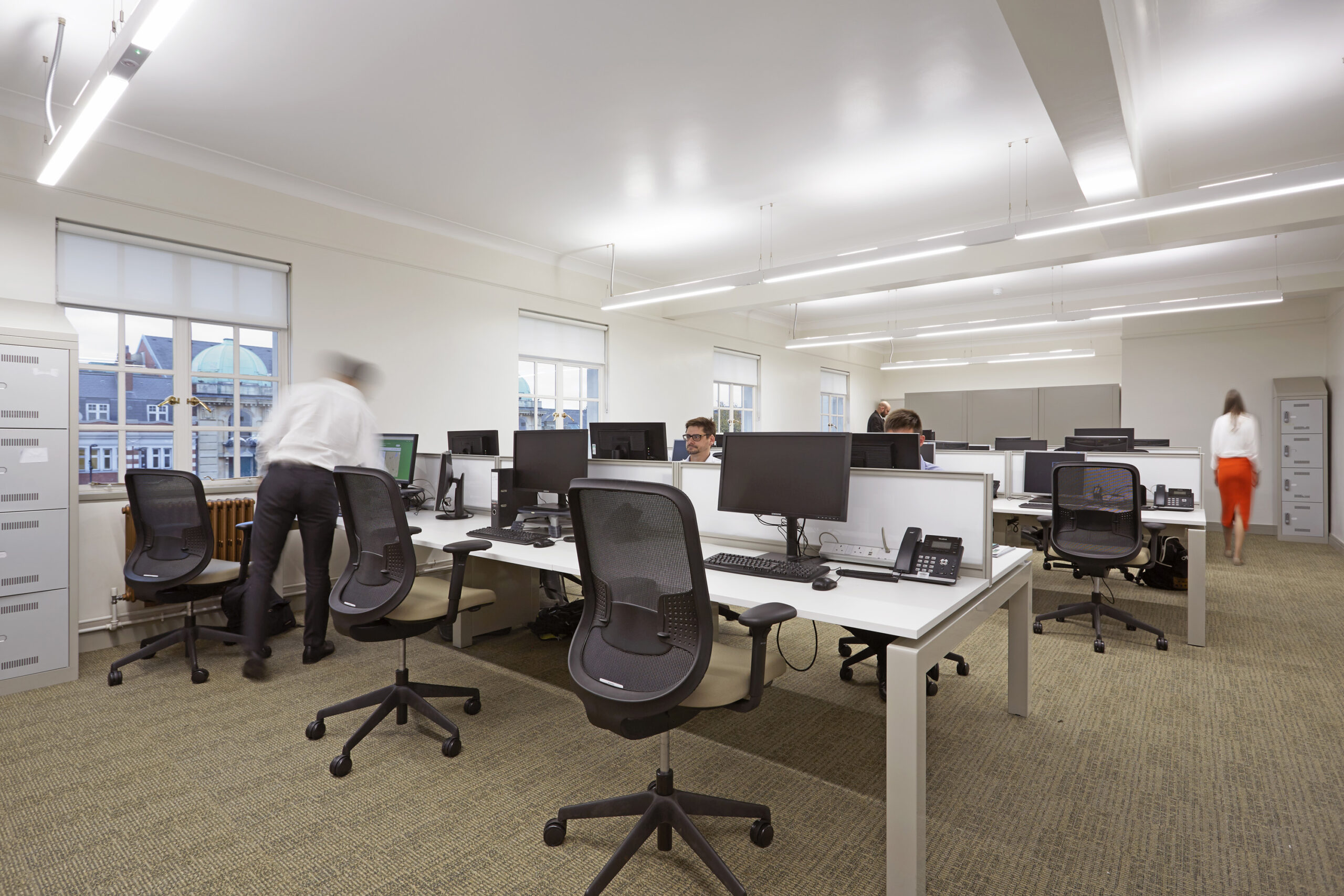 Interior shot of the refurbished workspace at Hackney Town Hall