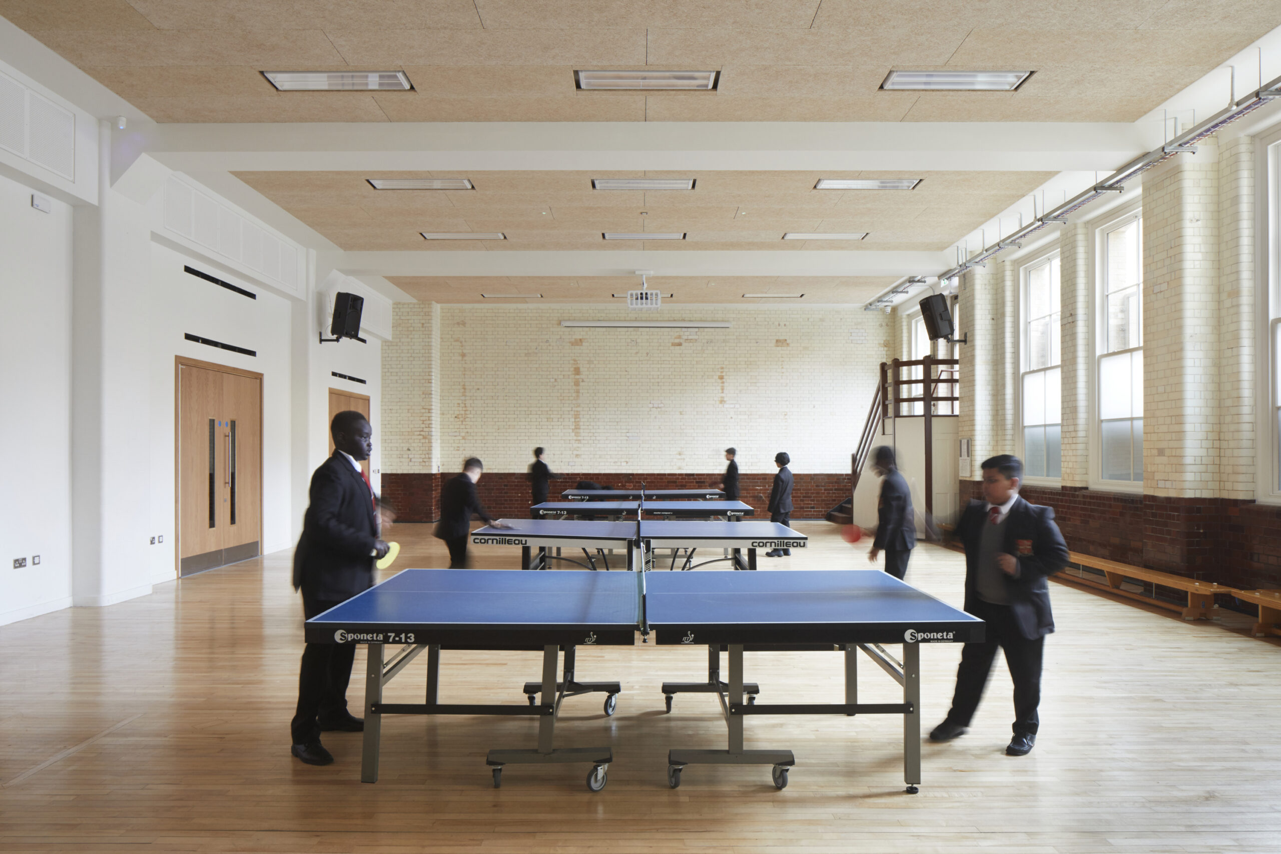 Students playing ping pong at Central Foundation Boys School